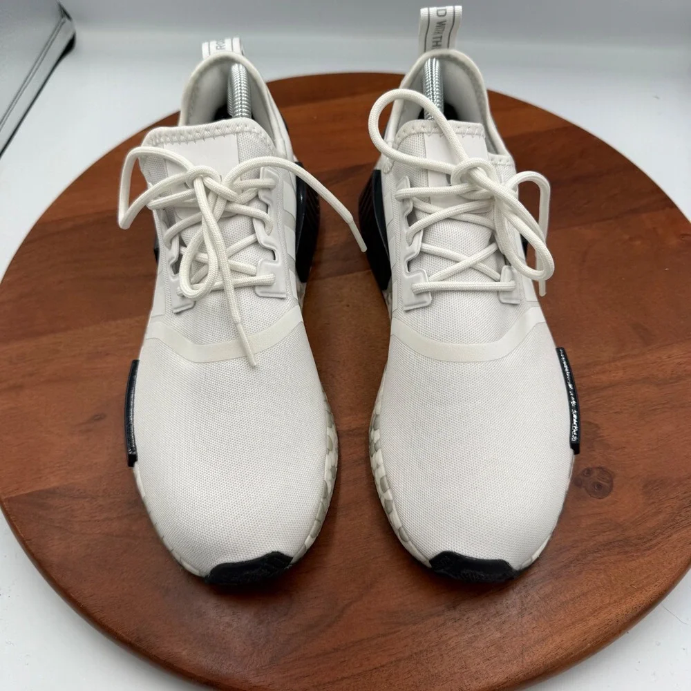 Adidas NMD R1 Mens Size 9 White Black Scale Pattern Boost Sneakers GW9476 - Picture 10 of 12